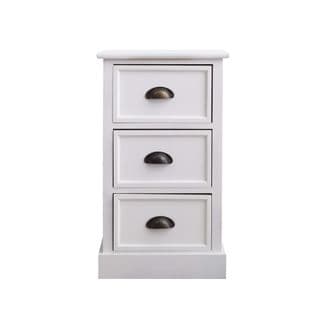 Table De Nuit Chevet 3 Tiroirs Blanc Classique 63x37x27