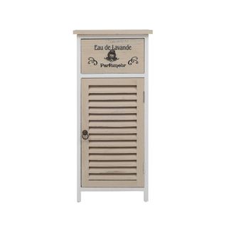 Meuble Commode Port 1 Tiroir Bois Blanc Marron Clair 75x32x27