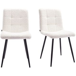 Lot De 2 Chaises En Tissu Bouclette Écru, Piètement Noir - Iggy