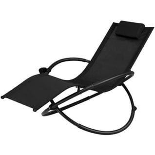 Chaise Longue à Bascule Pliante Chaise Orbitale Extérieure Noir