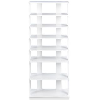 Etagère De Rangement Pour Chaussures En Bois, Avec 7 Niveaux, Blanc