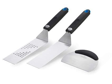 Set 3 Ustensiles À Plancha: 2 Spatules bles et Un Coupe Légumes