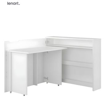 Lenart Bureau Extensible Avec Rangement 115cm Office Consus Cw01l Blanc Mat Gauche
