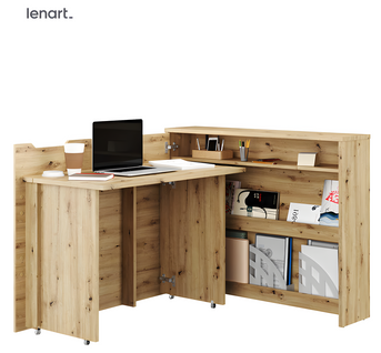 Lenart Bureau Extensible Avec Rangement 115cm Office Consus Cw01l Chêne Artisan Gauche