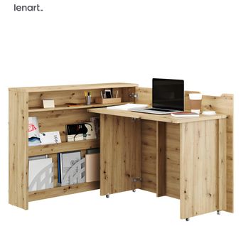 Lenart Bureau Extensible Avec Rangement 115cm Office Consus Cw01p Chêne Artisan Droit