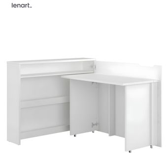 Lenart Bureau Extensible Avec Rangement 115cm Office Consus Cw01p Blanc Brillant Droit