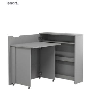 Lenart Bureau Extensible Avec Rangement 90cm Office Consus Slim Cw02l Gris Gauche