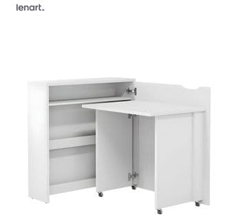 Lenart Bureau Extensible Avec Rangement 90cm Office Consus Slim Cw02p Blanc Mat Droit