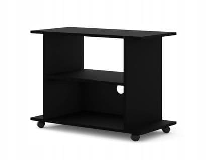 Meuble TV Commode TV Yogi Noir Mat 60x80x40cm (hxlxp) 2étagères Avec Roues Design Moderne