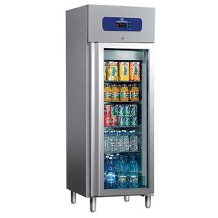 Réfrigérateur 400 Litres En Inox Avec Porte En Verre, 460x485 Mm, -2°/+8°c -