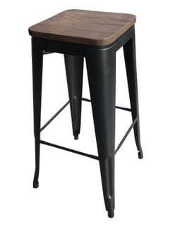 Tabouret Métallique Avec Assise En Bois - Lot De 5