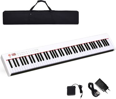 Piano Numérique 88 Touches, Clavier Électronique Portable Avec Touches Lestées(blanc)