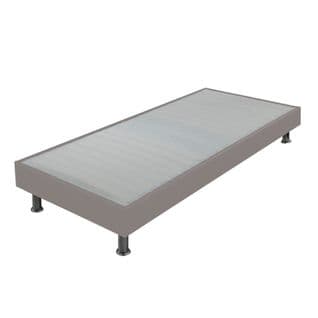 Sommier Tapissier + Jeu De Pieds 90x200 Omega Simili Taupe 18 Lattes