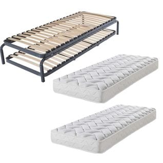 Ensemble lit Gigogne + 2 Matelas Mousse 90x190 cm