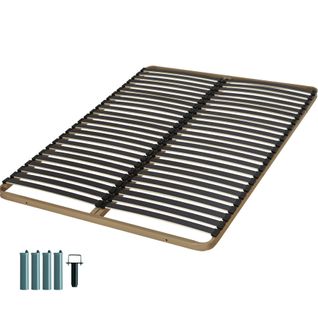 Sommier à Lattes + Pieds 120x190 C224 - 48 Lattes Bois - Fabrication Française