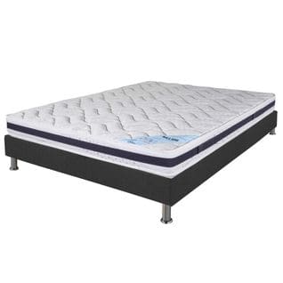 Matelas + Sommier Tapissier 160x200 Mousse - Melior - Soutien Ferme - Gris