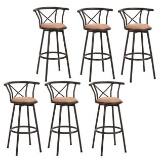 Lot De 6 Tabourets De Bar Pivotant Sur 360° Avec Dossier Et Repose-pieds, Siège De 77cm De Haut