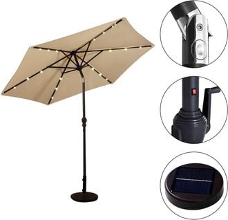 Parasol De Jardin/parasol Déporté Et Inclinable De Jardin Dia 270 Cm Avec 16 LED Beige
