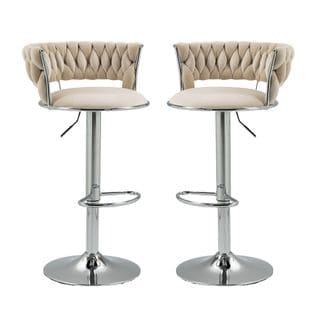 Lot De 2 Tabourets De Bar 360° Velours Beige