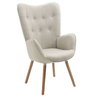 Fauteuil Scandinave Avec Un Revêtement En Tissu Accoudoirs Rembourés Et Des Pieds En Bois Massif