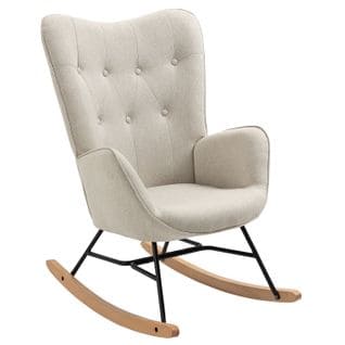 Fauteuil à Bascule Rocking Chair Scandinave en Tissu Avec Pieds en E' Bois Métal