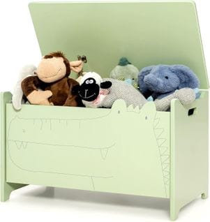 Coffre à Jouets En Bois Avec Couvercle Rabattable, Rangement Jouet 60 X 33 X 37,5 Cm