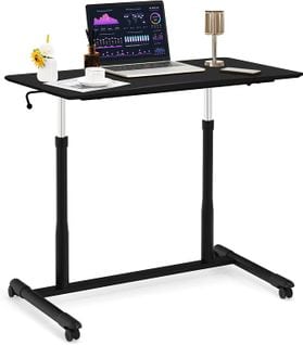 Bureau Assis-debout À Roulette/table D'ordinateur Avec Hauteur Ajustable 95x52x70–107cm Noir