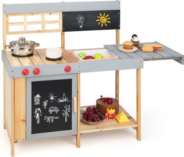 Cuisinière D'imitation En Bois Enfants Extérieur Avec Comptoir Mobile,charge 20kg, 89 X 45 X 90 Cm