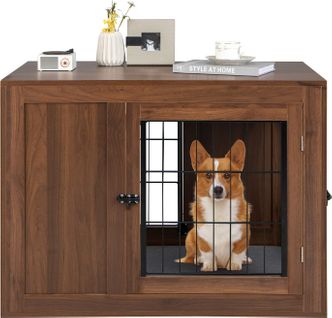 Cage Pour Chien Interieure, Niche Pour Chien Double Porte Magnétique 92 X 59 X 66,5 Cm