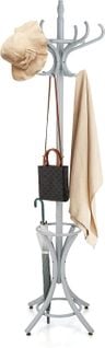 Porte Manteau Sur Pieds Avec 12 Crochets En Bois Massif 51 X 51 X 184cm, Gris