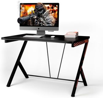 Bureau Gaming 116 X 75 Cm, Bureau Gamer Avec Cadre En Métal En Forme De R