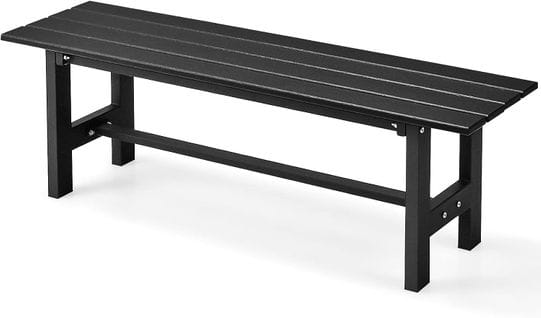 Banc De Jardin Hdpe Cadre En Métal , 120 X 36 X 40,5 Cm, Charge 300kg (noir)