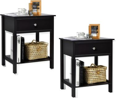 Table De Chevet Lot De 2, 48 X 40 X 58 Cm, Noir