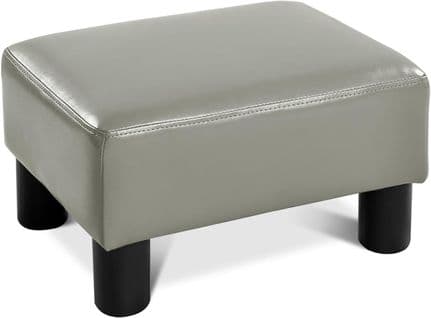 Pouf Repose-pied Siège Rectangulaire Cuir Pu 40x30x24cm (gris)