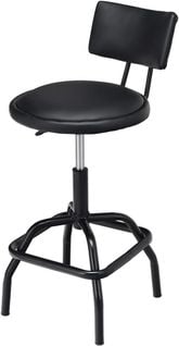 Tabouret De Bar En Cuir, Chaise De Bar Avec Dossier Rembourré, (62-73cm), Pour Bars,  Noir