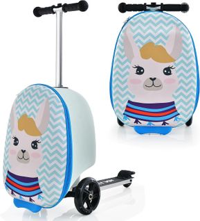 2 En 1 Valise Enfant Avec Motif De Dessin Animé Exquis,trottinette Pliable Enfants ,5 Ans+, Rayé