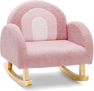 Fauteuil À Bascule Enfant En Peluche Avec Dossier et Accoudoirs Confortable, Chaise À Bascule