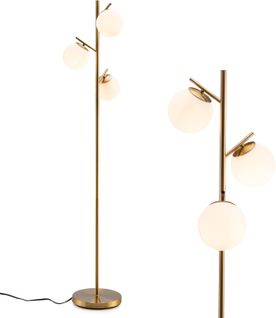 Lampadaire à 3 Globes, Lampe Sur Pied Moderne Avec Interrupteur à Pied Et Poteau Métallique