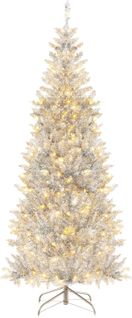 Sapin De Noël Artificiel Avec Lumières LED, Hauteur 180 Cm, Argenté Et Vert