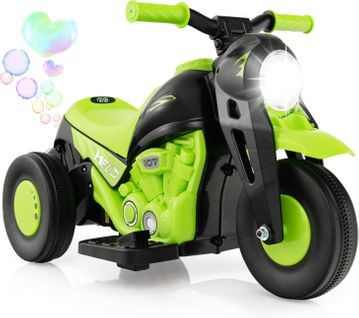 6v Moto Électrique Enfants Avec Créateur De Bulles Phare LED, Charge 30kg Pour Garçons (vert)