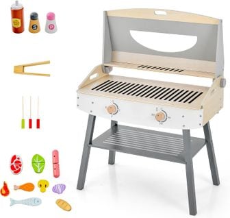 Jouet Barbecue En Bois Enfants Avec 17 Accessoires, Jouet D’imitation Pour De 3 Ans+