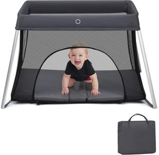 Lit Parapluie Bébé Avec Matelas Doux Et Lavable,charge 15 Kg Pour Bébé De 1-3 Ans (gris Foncé)