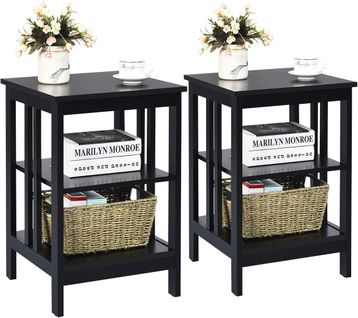 Table De Chevet Lot De 2, Table D'appoint Chevet Pour Chambre, Salon, 40x40x61cm (noir)