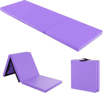 Tapis De Gymnastique Pliable En Mousse Epe, Tapis De Yoga Pliant Avec 2 Poignées,180x60x5cm, Violet