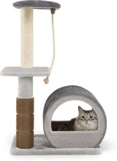 Arbre à Chat à 3 Niveaux, Tour à Chat En Peluche Avec Poteaux En Sisal Et Poteau Eva(gris)