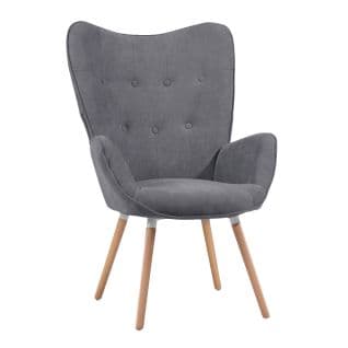 Fauteuil Scandinave Avec Un Revêtement En Tissu Accoudoirs Rembourés Et Des Pieds En Bois Massif