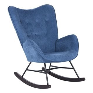 MEUBLES COSY Fauteuil À Bascule En Tissu Bleu Scandinave,Rocking Chair,pour Salon, Chambre