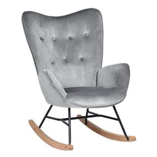 Fauteuil à Bascule Rocking Chair Scandinave en Velours Avec Pieds en E' Bois Métal