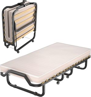 Lit Pliant, Lit Pliant D'appoint Avec Matelas En Mousse De 10 Cm Épais, Lit Portable Sur Roulettes