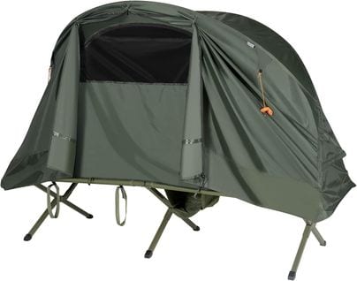 Tente Camping Surélevée Pour 2 Personnes Matelas Auto-gonflant Vert